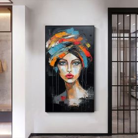 Original Beautiful Girl Oil Painting on Canvas Large Wall Art Abstract Portrait Art Custom Painting Fashion Decor Personalized Gift for Her (Style: 01, size: 80x160cm)