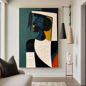 Large colorful 3D textured mural original hand-painted colorful abstract painting Picasso-style oil painting modern wall art decoration (Style: 01, size: 50x70cm)