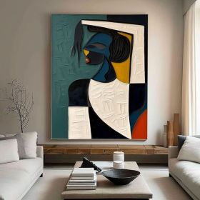 Large colorful 3D textured mural original hand-painted colorful abstract painting Picasso-style oil painting modern wall art decoration (Style: 01, size: 60x90cm)