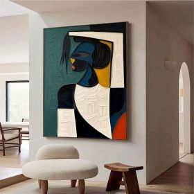 Large colorful 3D textured mural original hand-painted colorful abstract painting Picasso-style oil painting modern wall art decoration (Style: 01, size: 80x120cm)