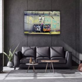Banksy - Life is Short - Street Art - Glass Figure Wall Art - Graffiti - Home Decor - Gift Idea - Tempered Glass Wall Art - Hand Painted Oil Painting (Style: 01, size: 140x210cm)