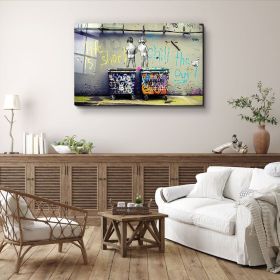 Banksy - Life is Short - Street Art - Glass Figure Wall Art - Graffiti - Home Decor - Gift Idea - Tempered Glass Wall Art - Hand Painted Oil Painting (Style: 01, size: 90x130cm)