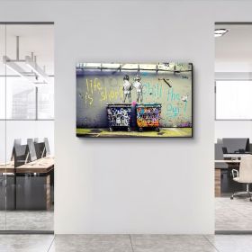 Banksy - Life is Short - Street Art - Glass Figure Wall Art - Graffiti - Home Decor - Gift Idea - Tempered Glass Wall Art - Hand Painted Oil Painting (Style: 01, size: 100x150cm)