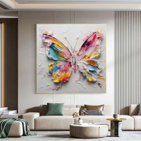 Original Handmade 3D Palette Knife Butterfly Wall Art Butterfly Textured Oil Painting Colorful Butterfly Painting Butterfly Animal Painting (Style: 01, size: 160x160cm)