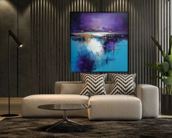 Abstract Purple and Blue 100% Handmade Colourfull Textured Painting Acrylic Oil Painting Wall Decor Living Room Office Wall Art (Style: 01, size: 160x160cm)