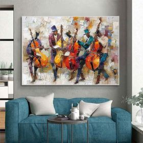 Large Abstract Jazz Band Oil Painting on Canvas Wall Art Original Black Jazz Music Art Orchestra Painting Fashion Decor Living Room Decor (Style: 01, size: 100x150cm)