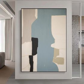 Hand Painted Extra Large Canvas Wall Art Blue And Black Abstract Acrylic Oil Painting On Canvas Modern Hand-Painted Minimalist Art For Living Room (Style: 01, size: 60x90cm)