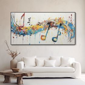 Handmade Oil Paintinf Original Beating Notes Oil On Canvas Hand Painted Musical Melody Painting Wall Artwork Singing Painting Modern Abstract Home Dec (Style: 01, size: 60x120cm)
