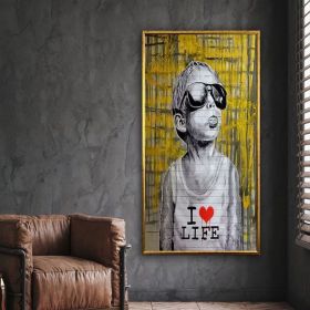 i love life poster peace graffiti art grafiiti wall art colorful graffiti boy poster wall art canvas design framed ready to hang (Style: 01, size: 80x160cm)