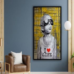 i love life poster peace graffiti art grafiiti wall art colorful graffiti boy poster wall art canvas design framed ready to hang (Style: 01, size: 140x280cm)