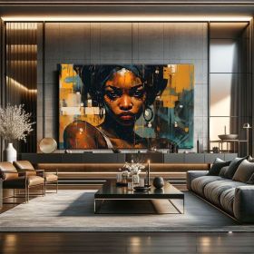 African Abstract Figure Wall Art Black Women Art Hand Painted Oil Painting Oversized Wall Art Abstract African Women Wall Art African Modern Art Gift (Style: 01, size: 60x90cm)