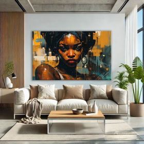 African Abstract Figure Wall Art Black Women Art Hand Painted Oil Painting Oversized Wall Art Abstract African Women Wall Art African Modern Art Gift (Style: 01, size: 80x120cm)