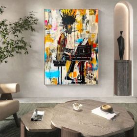Jazz Musician Contemporary Graffiti Figure Wall Art Canvas Modern Decor Hand Painted Oil Painting Extra Large Ready to Hang Trendy Urban Painting Hous (Style: 01, size: 80x120cm)