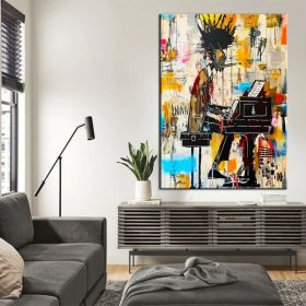 Jazz Musician Contemporary Graffiti Figure Wall Art Canvas Modern Decor Hand Painted Oil Painting Extra Large Ready to Hang Trendy Urban Painting Hous (Style: 01, size: 140x210cm)