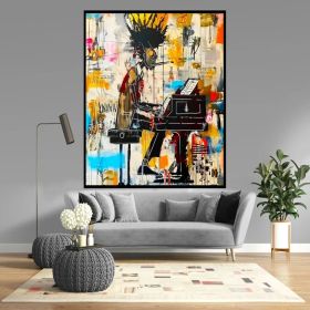 Jazz Musician Contemporary Graffiti Figure Wall Art Canvas Modern Decor Hand Painted Oil Painting Extra Large Ready to Hang Trendy Urban Painting Hous (Style: 01, size: 50x70cm)