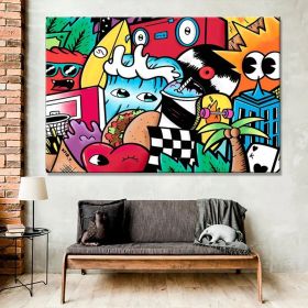 Extra Large Wall Art Street Art Canvas Figure Wall Art Living Room Wall Art Game Room Décor Colorful Hand Painted Oil Painting (Style: 01, size: 140x210cm)