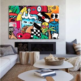 Extra Large Wall Art Street Art Canvas Figure Wall Art Living Room Wall Art Game Room Décor Colorful Hand Painted Oil Painting (Style: 01, size: 60x90cm)