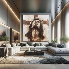 Christian Hand Painted Oil Painting Modern Jesus Painting Framed Large Religious Figure Wall Art Abstract Religious Art Jesus Canvas Wall Art Abstract (Style: 01, size: 160x160cm)