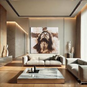 Christian Hand Painted Oil Painting Modern Jesus Painting Framed Large Religious Figure Wall Art Abstract Religious Art Jesus Canvas Wall Art Abstract (Style: 01, size: 80x80cm)