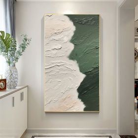 Original Hand Painted Texture Green Beach Oil Painting On Canvas Abstract Waves Painting Seascape Painting Large Wall Art Living Room Wall Decor (Style: 01, size: 120x240cm)