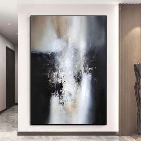 Abstract Handmade Oil Painting On Canvas Modern White And Black Oil Painting Large Wall Art For Home Decoration Colorful Abstract Wall Art (Style: 01, size: 100x150cm)