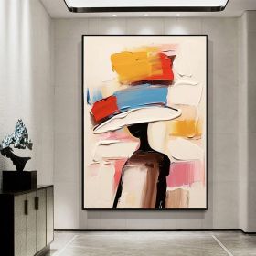 Abstract Lady Handmade Oil Painting Large Faceless Portrait Painting Colorful Woman Artwork Original Figurative Wall Art Woman Wall Art Home Decor (Style: 01, size: 140x210cm)