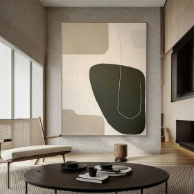 Handmade Oil Painting Beige Green Minimalist Wall Art Beige Brown Abstract Wall Painting Green Beige Texture Wall Art On Canvas Beige Green Texture Wa (Style: 01, size: 90x130cm)