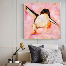Penguin Painting Animal Original Art Bird Oil Painting Penguin Cub Artwork (Style: 01, size: 140x140cm)