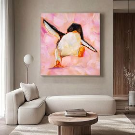 Penguin Painting Animal Original Art Bird Oil Painting Penguin Cub Artwork (Style: 01, size: 160x160cm)