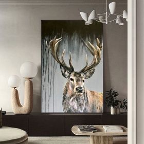 Large Abstract Deer Oil Painting on Canvas Original Hand-painted Stag Canvas Wall Art Modern Animal Painting for Living Room Home décor (Style: 01, size: 50x70cm)