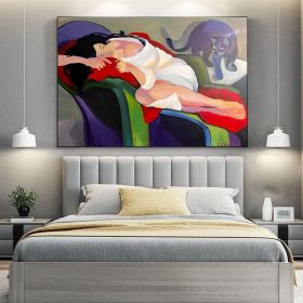 Large Abstract Woman and Cat Canvas Art Hand-painted Figure Oil Painting on Canvas Modern Minimalist Wall Art for Living Room Home Décor (Style: 01, size: 80x120cm)