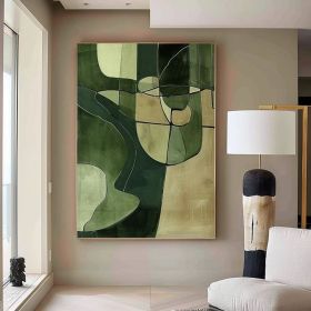 Green textured wall decoration Large green abstract painting in the style of abstract minimalism,green wall art Scandinavian art canvas art (Style: 01, size: 50x70cm)