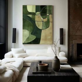 Green textured wall decoration Large green abstract painting in the style of abstract minimalism,green wall art Scandinavian art canvas art (Style: 01, size: 60x90cm)