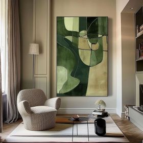 Green textured wall decoration Large green abstract painting in the style of abstract minimalism,green wall art Scandinavian art canvas art (Style: 01, size: 140x210cm)