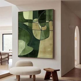 Green textured wall decoration Large green abstract painting in the style of abstract minimalism,green wall art Scandinavian art canvas art (Style: 01, size: 80x120cm)