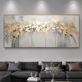 Tree with Golden Leaves 100% Handmade Gold Leaf Textured Painting Acrylic Abstract Oil Painting Wall Decor Living Room Golden Nature (Style: 01, size: 40x80cm)