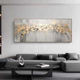 Tree with Golden Leaves 100% Handmade Gold Leaf Textured Painting Acrylic Abstract Oil Painting Wall Decor Living Room Golden Nature (Style: 01, size: 140x280cm)