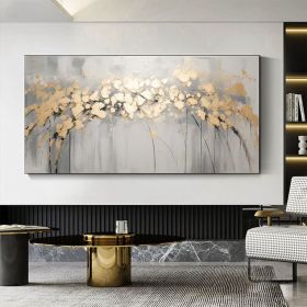 Tree with Golden Leaves 100% Handmade Gold Leaf Textured Painting Acrylic Abstract Oil Painting Wall Decor Living Room Golden Nature (Style: 01, size: 80x160cm)