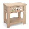 Wood Retro End Table with Mirrored Glass Drawer and Open Storage Shelf