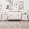 3-Pieces Sets,Dresser and Two Nightstands with Metal Handles and Mirror Decoration, Elegant