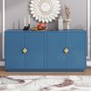 Modern Functional Large Storage Space Sideboard with Wooden Triangular Handles and Adjustable Shelves for Living Room and Dining Room