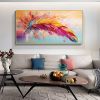 Handmade Oil Painting Colorful Feather Oil Painting on Canvas Large Wall Art Abstract Original Textured Painting Minimalist Art Custom Living Room Dec