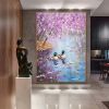 Hand Painted Oil Painting Seaonal Landscape Painting Spring Ducks Floral Painting Oversized Abstract Wall Art Living Room Wall Abstract Art Textured C