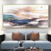Oil Painting 100% Handmade Hand Painted Wall Art On Canvas Orange Blue Horizontal Abstract Modern Home Decoration Decor Rolled Canvas No Frame Unstret