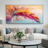 Handmade Oil Painting Colorful Feather Oil Painting on Canvas Large Wall Art Abstract Original Textured Painting Minimalist Art Custom Living Room Dec
