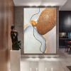 Handmade Abstract Art Hand Painted Yellow Gray Abstract Original Oil Painting Handmade Wall Art Paintings Decoration Home Living Room hallway bedroom