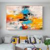 Oil Painting 100% Handmade Hand Painted Wall Art On Canvas Orange Blue Horizontal Abstract Modern Home Decoration Decor Rolled Canvas No Frame Unstret