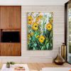 Hand painted Large Abstract Original Palette Knife Flower Oil Painting On Canvas Pink White Flower Living room Wall Decor Texture frame painting