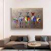 Hand Painted Oil Painting Abstract Colorful Zebra Living Room Hallway Bedroom Luxurious Decorative Painting