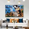Hand Painted Oil Painting Modern Abstract Painting Alec Monopoly Street Art Money Canvas Painting Living Room Hallway Bedroom Luxurious Decorative Pai